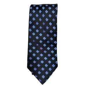 Ted Baker London 100% Silk Black Tie With Purple & Blue Geometric Pattern
